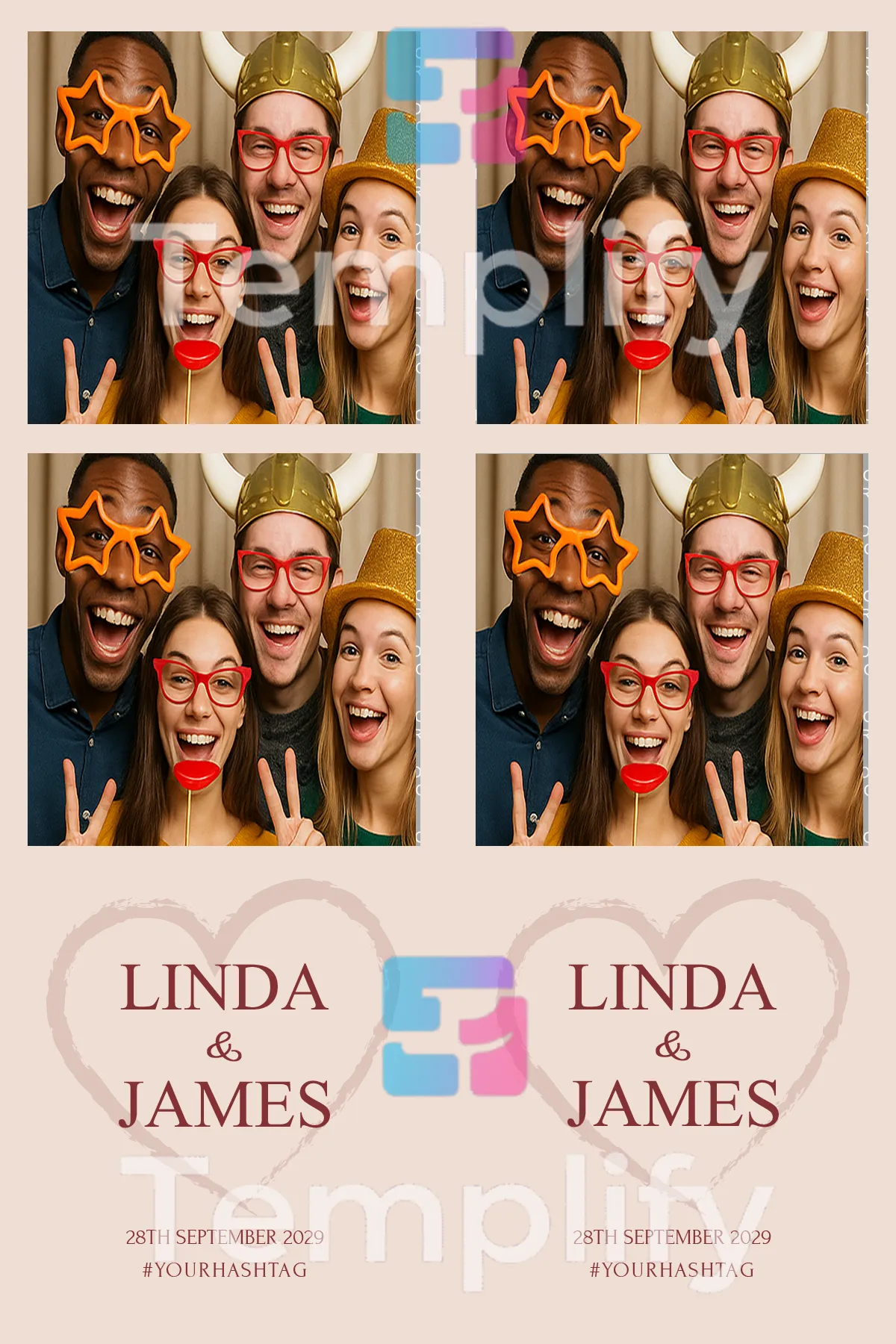 Minimalist lovers photo booth template